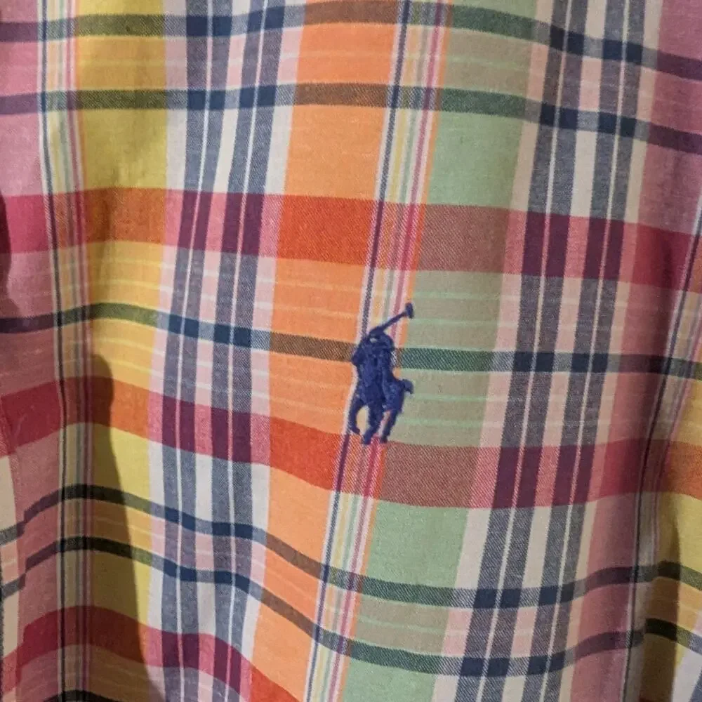 Ralph Lauren Blake Cotton Plaid Mens XXL Short Sleeve Button Down Shirt Pony - Picture 3 of 6